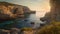 Mediterranean Sunset On Beach Cliffs: A Hasselblad H6d-400c Matte Painting