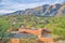 Mediterranean upper middle class houses on a sloped suburbs near the mountain range in Tucson, AZ