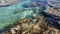 Mediterranean waves beating against the rocks. Coast of the island of Cyprus