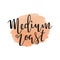 Medium coffee roast, isolated vector lettering on watercolor background made as coffee stain or spot. Bouncy calligraphy