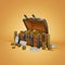 Medium crypto coin treasure box 3D, Render, illustration