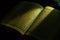 Medium shot of the Holy Quran, light and shadow.