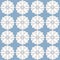 Medium slate blue background with repeating white flowers creates classic and elegant design suitable