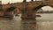 Medium Static Shot of the Vltava River and Castle at Dusk in Prague, Czech Republic (Czechia)