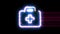 Medkit symbol reveal. Blue, yellow, pink colors smoothly shimmer and form a neon electric number