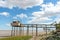 Medoc, Gironde estuary, France. Fishing huts on stilts called carrelet