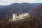 Medvedgrad castle in Zagreb Croatia. Castle is under construction. Beautiful Medvednica Mountain in Background