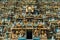 Meenakshi temple sculptured exterior painted in different saturations colors