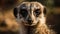 Meerkat face close-up with blurred background. Generative AI