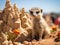 Meerkat guarding sandcastle mm lens f ISO shutter speed