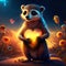 Meerkat hugging heart Cute little lemur holding a heart in his hands. Valentine\\\'s day card. AI generated animal ai