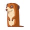 A Meerkat, isolated vector illustration. Funny cartoon picture for children of smiling friendly mongoose