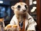 Meerkat scientist peering into test tube