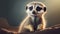 meerkat smiling, cute animal portrait closeup .ai generated
