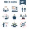 Meet business partners icons set