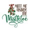 Meet me under the Mistletoe - Calligraphy phrase for Christmas.