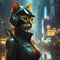 Meet Mia, an anthropomorphic feline robot girl with a sleek cyberpunk aesthetic. She combines earth tones in her design