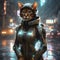 Meet Mia, an anthropomorphic feline robot girl with a sleek cyberpunk aesthetic. She combines earth tones in her design