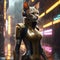 Meet Mia, an anthropomorphic feline robot girl with a sleek cyberpunk aesthetic. She combines earth tones in her design