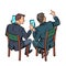 Meeting businessman with smartphone