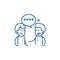 Meeting friends line icon concept. Meeting friends flat  vector symbol, sign, outline illustration.