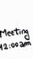 Meeting handwriting text close up isolated on white paper with copy space. Writing text on memo post reminder