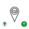 Meeting point logo. Handshake icon inside a geo map gps pin mark