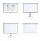 Meeting Projector Screen Vector Set. White Board Presentation Conference With Tripod And Hanging. Empty White Board Presentation A