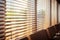 Meeting room ambiance controlled by modern wooden jalousie office blinds