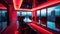 Meeting table with red neon lighting in the office