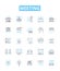 Meeting vector line icons set. Conference, Assembly, Dialogue, Forum, Gather, Caucus, Rendezvous illustration outline