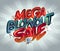 Mega blowout sale flyer mockup with glossy 3D letters