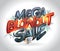 Mega blowout sale web banner mockup with glossy 3D letters