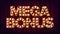 Mega Bonus Banner Vector. Casino Vintage Golden Illuminated Neon Light. For Slot Machines Signboard Design. Fortune