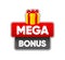 Mega Bonus Enter to Win. Gift box banner. Vector illustration.