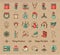 Mega Christmas icons set, Winter holiday symbols, Vintage retro style