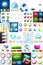 Mega collection of glass web banner plates, boxes buttons and sphere icons