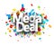 Mega deal sign over cut out ribbon confetti background