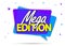 Mega Edition, speech bubble banner design template, promo tag, vector illustration