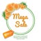 Mega sale banner with orange flowers