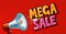 Mega sale, closeout, promo, discounts banner. Shopping concept. Vector illustration