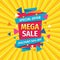 Mega sale discount - vector layout concept illustration. Abstract advertising promotion banner. Creative background. Special