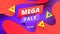 Mega sale shopping day banner background with polygonal speed gradient shapes on color background. Can by used posters, cards,