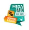 Mega sale tag. Super discount promotional flyer, abstract concept half price website banner, marketing brochure or