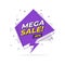 Mega sale trendy flat geometric banner. Mega sale label in Memphis design style.