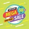 Mega sale - vector layout concept illustration. Discount up to 50% off. Abstract advertising promotion banner. Creative background