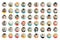 Mega set of circle persons, avatars, people heads  different nationality in flat style.