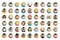 Mega set of circle persons, avatars, people heads different nationality in flat style.