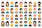 Mega set of diverse people heads, avatars isolated on white background. Different clothes, hair styles.