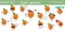 Mega set of fifteen cute kawaii ripe apricot characters in various poses and accessories in cartoon style. Vector
